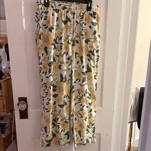 Barbour Leaf and Floral Patterned Pants in Green and Yellow